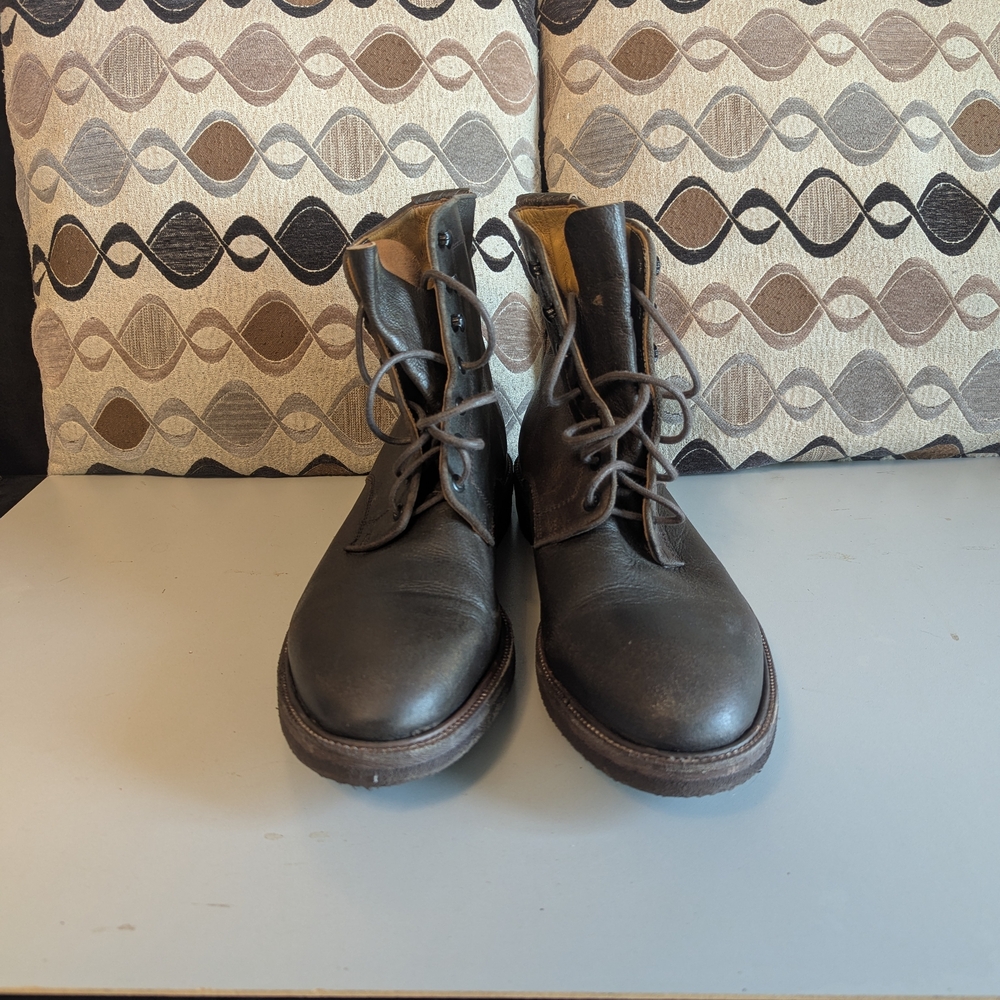 Mens Billy Reid "Delta Dark Brown Leather Lace-Up Boots With Vibram Sole.Size 13